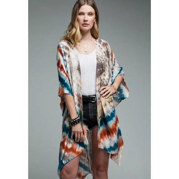 SOLD OUT Coachella Tie Dye Bohemian Kimono Open Wrap - Picture 2 of 6